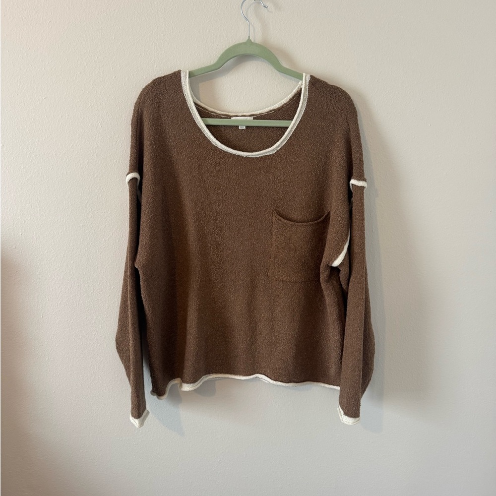 Blu Pepper Brown Sweater with White Accents